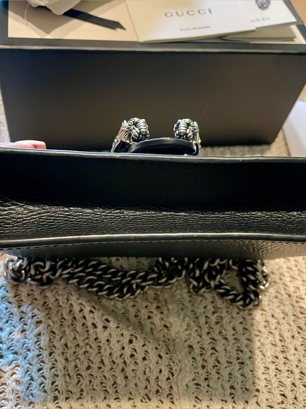 🔥Authentic Gucci Black Leather Dionysus Small Shoulder Bag - Picture 5 of 10